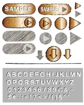 Vector buttons in grunge style Stock Illustration