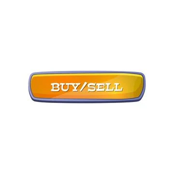 Vector buy, sell push button with metal frame, yellow option and selection board 스톡 일러스트