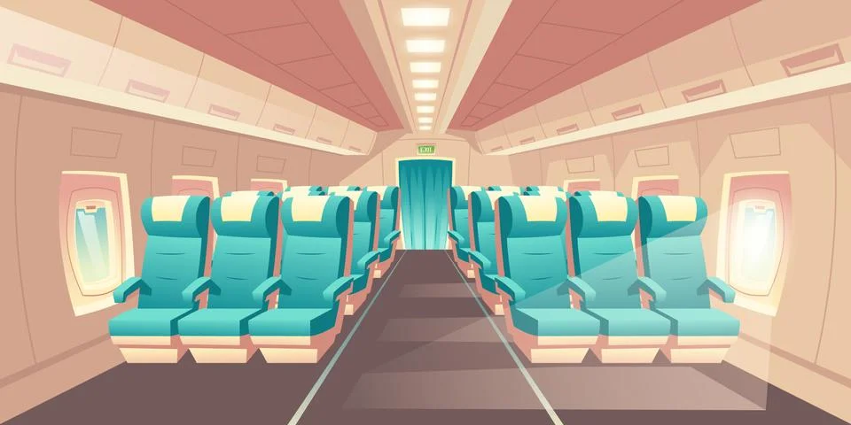 Vector cabin of plane. Econom class seats Illustrazione stock