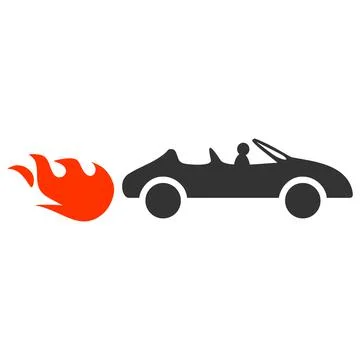 Vector Cabriolet Rush Flat Icon Symbol Stock Illustration
