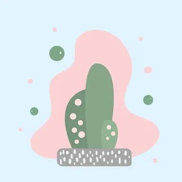 Vector cactus design.  Houseplant composition in doodle style. Stock Illustration