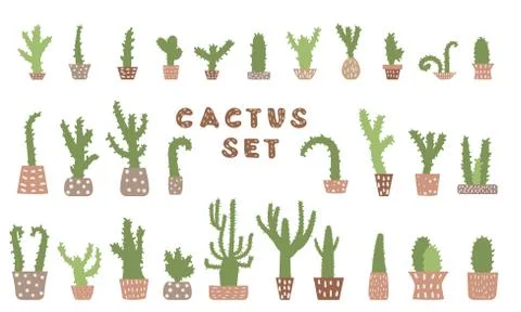 Vector cactus design set. Handdrawn collection of houseplant. イラスト素材