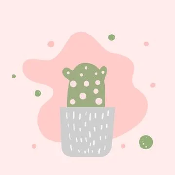 Vector cactus.  Houseplant composition in doodle style. Illustrazione stock