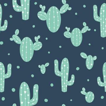 Vector cactus seamless pattern. Mexican ethnic ucculent cactus latin america  Stock Illustration