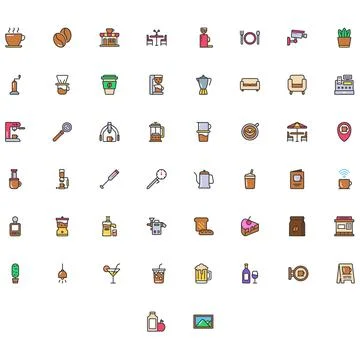 Vector of Cafe Icon Set. Perfect for user interface, new application. Stock Illustration