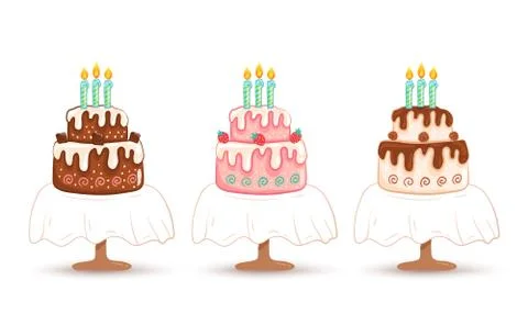 Vector cake for Birthday. 库存插图