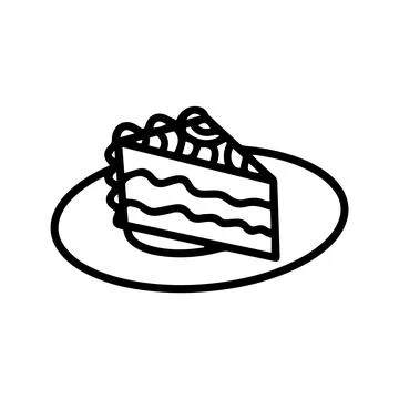 Vector cake on the plate isolated on white background. Funny, cute Illustration Stock Illustration