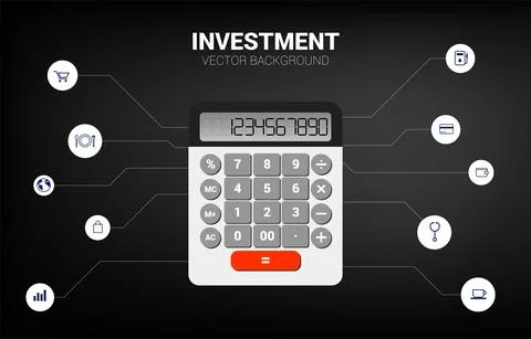 Vector Calculator with functional icon. Concept for business information inve Stock Illustration