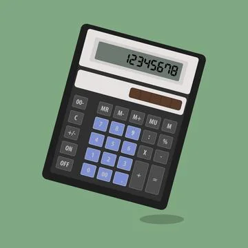 Vector calculator with shadow on green background Illustrazione stock