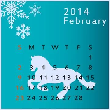 Vector calendar 2014 february Stock Illustration