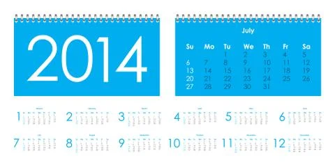 Vector calendar for 2014 Stock Illustration