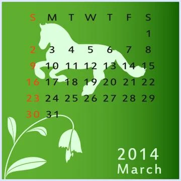 Vector calendar 2014 march Stock Illustration