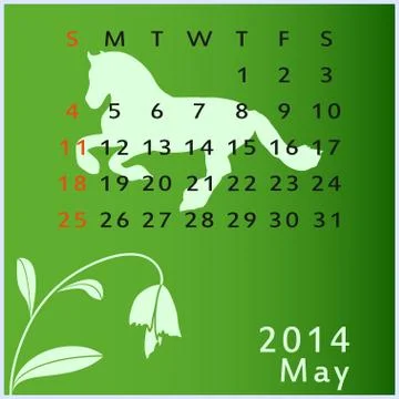 Vector calendar 2014 may Stock Illustration