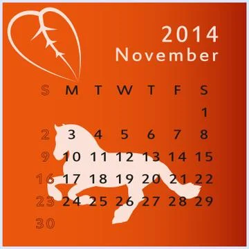 Vector calendar 2014 november Stock Illustration
