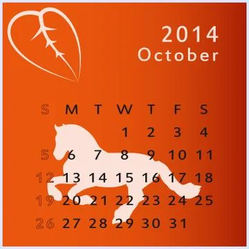 Vector calendar 2014 october Stock Illustration