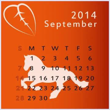 Vector calendar 2014 september Stock Illustration