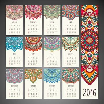 Vector Calendar 2016 Stock Illustration