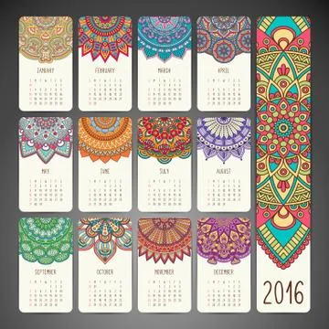 Vector Calendar 2016 Stock Illustration
