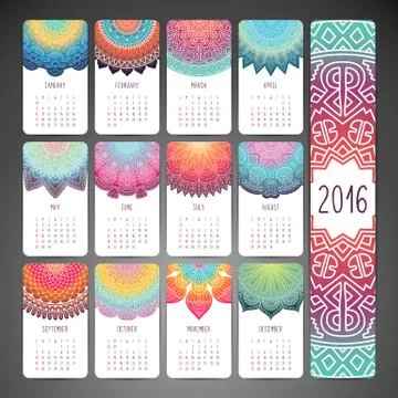 Vector Calendar 2016 Stock Illustration