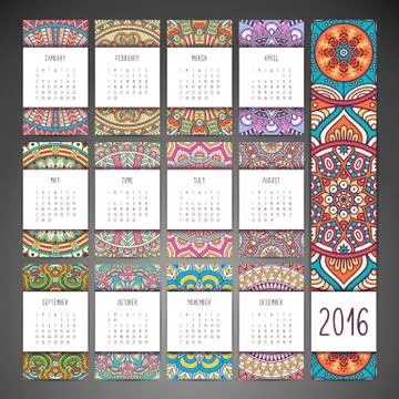 Vector Calendar 2016 Stock Illustration