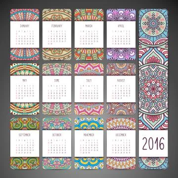 Vector Calendar 2016 Stock Illustration