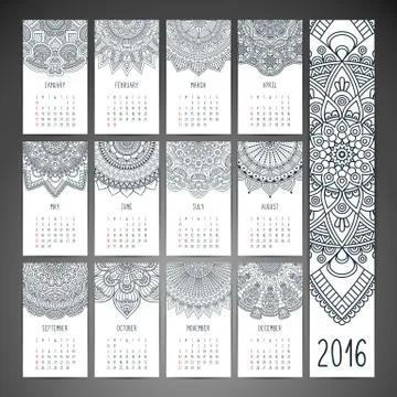 Vector Calendar 2016 Stock Illustration