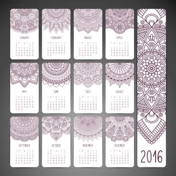 Vector Calendar 2016 Stock Illustration