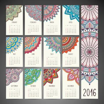 Vector Calendar 2016 Stock Illustration