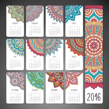 Vector Calendar 2016 Stock Illustration