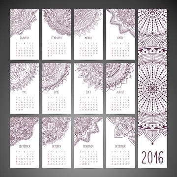 Vector Calendar 2016 Stock Illustration