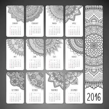 Vector Calendar 2016 Stock Illustration