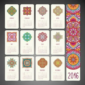 Vector Calendar 2016 Stock Illustration