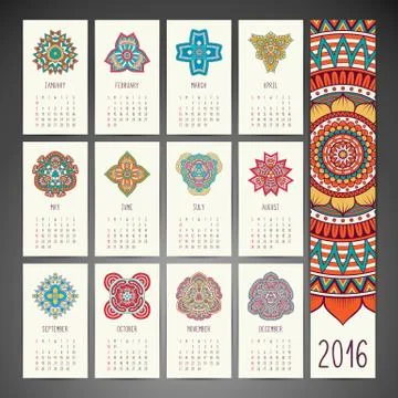 Vector Calendar 2016 Stock Illustration