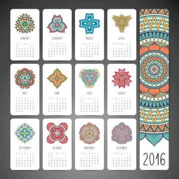 Vector Calendar 2016 Stock Illustration
