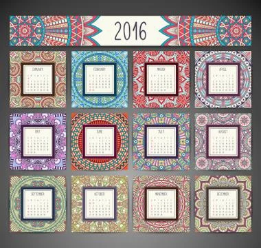 Vector Calendar 2016 Stock Illustration