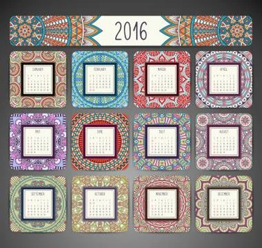 Vector Calendar 2016 Stock Illustration