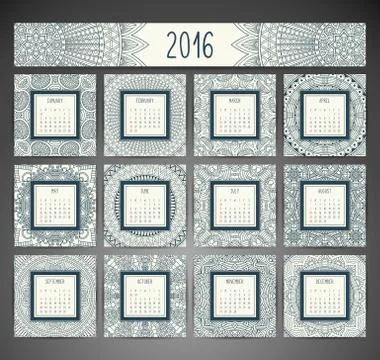 Vector Calendar 2016 Stock Illustration
