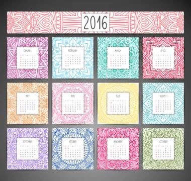 Vector Calendar 2016 Stock Illustration