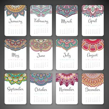 Vector Calendar 2016 Stock Illustration