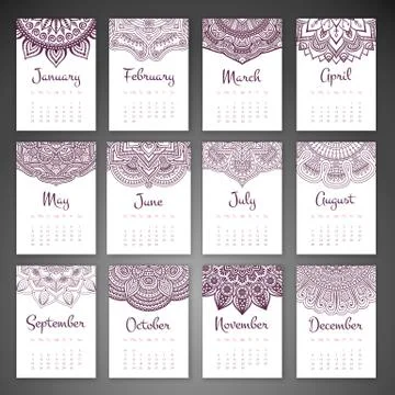 Vector Calendar 2016 Stock Illustration