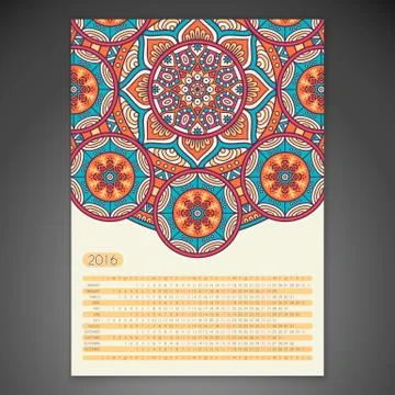 Vector Calendar 2016 Stock Illustration