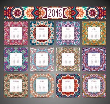 Vector Calendar 2016 Stock Illustration