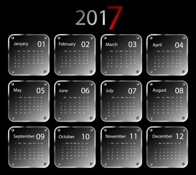 Vector calendar for 2017 Stock Illustration