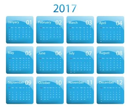 Vector calendar for 2017 Stock Illustration