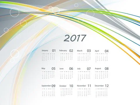 Vector calendar for 2017 Stock Illustration