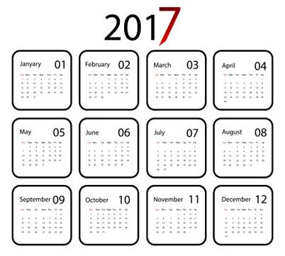 Vector calendar for 2017 Stock Illustration