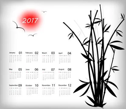 Vector calendar for 2017 Stock Illustration