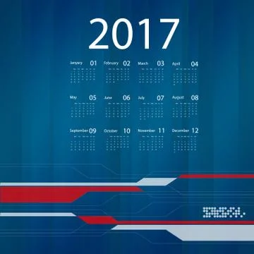 Vector calendar for 2017 스톡 일러스트