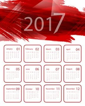 Vector calendar for 2017 Illustrazione stock