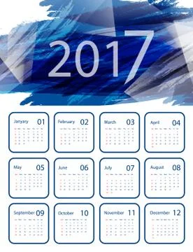 Vector calendar for 2017 Stock Illustration